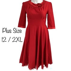 MUXXN Women's 1950s Vintage A Line Swing Rockabilly Dress Plus Size 12 / 2XL